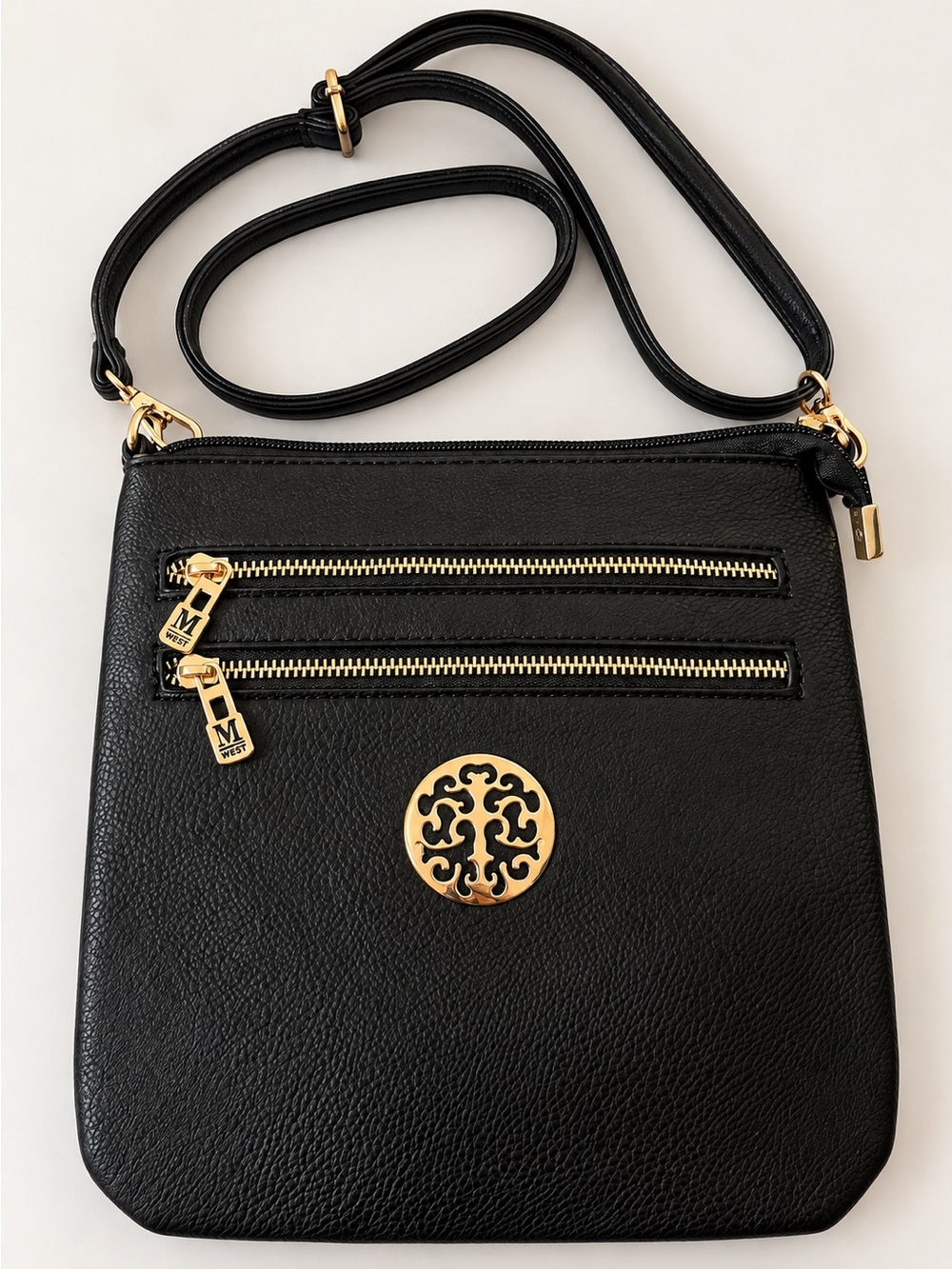 Montana West Select Black Crossbody Bag Gold Hardware
